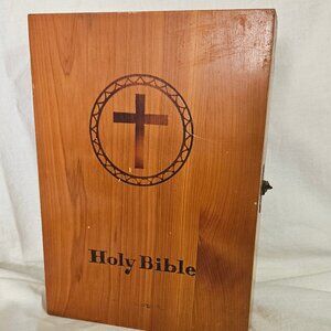 Holy Bible in Cedar Wood Box (item #3067)